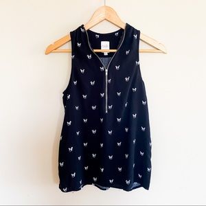 Twik Zipper Front Tank Top French Bulldog Print